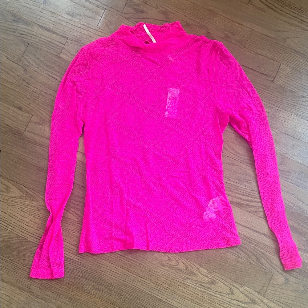 Anthropologie Bright Pink Long Sleeve Top
